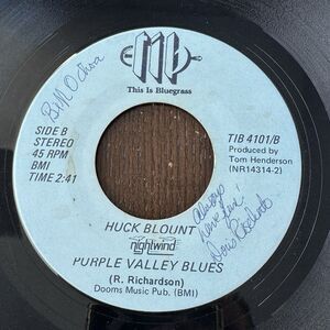 Huck Blount This Is Bluegrass TIB 4101 VG Vinyl 45 Wait A Minute - Purple Valley